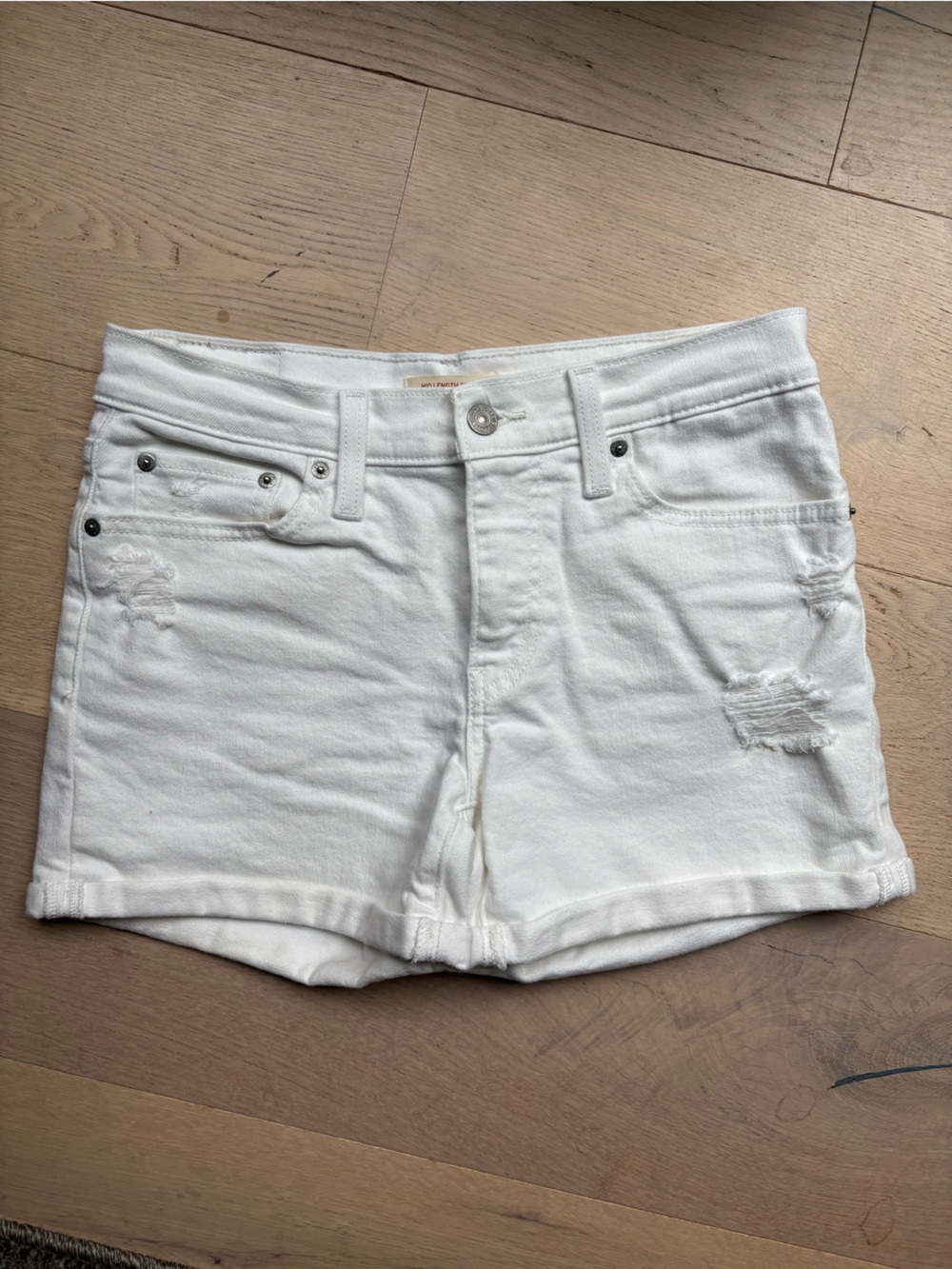 Levi's Women’s White Denim Shorts - Classic Clean Style